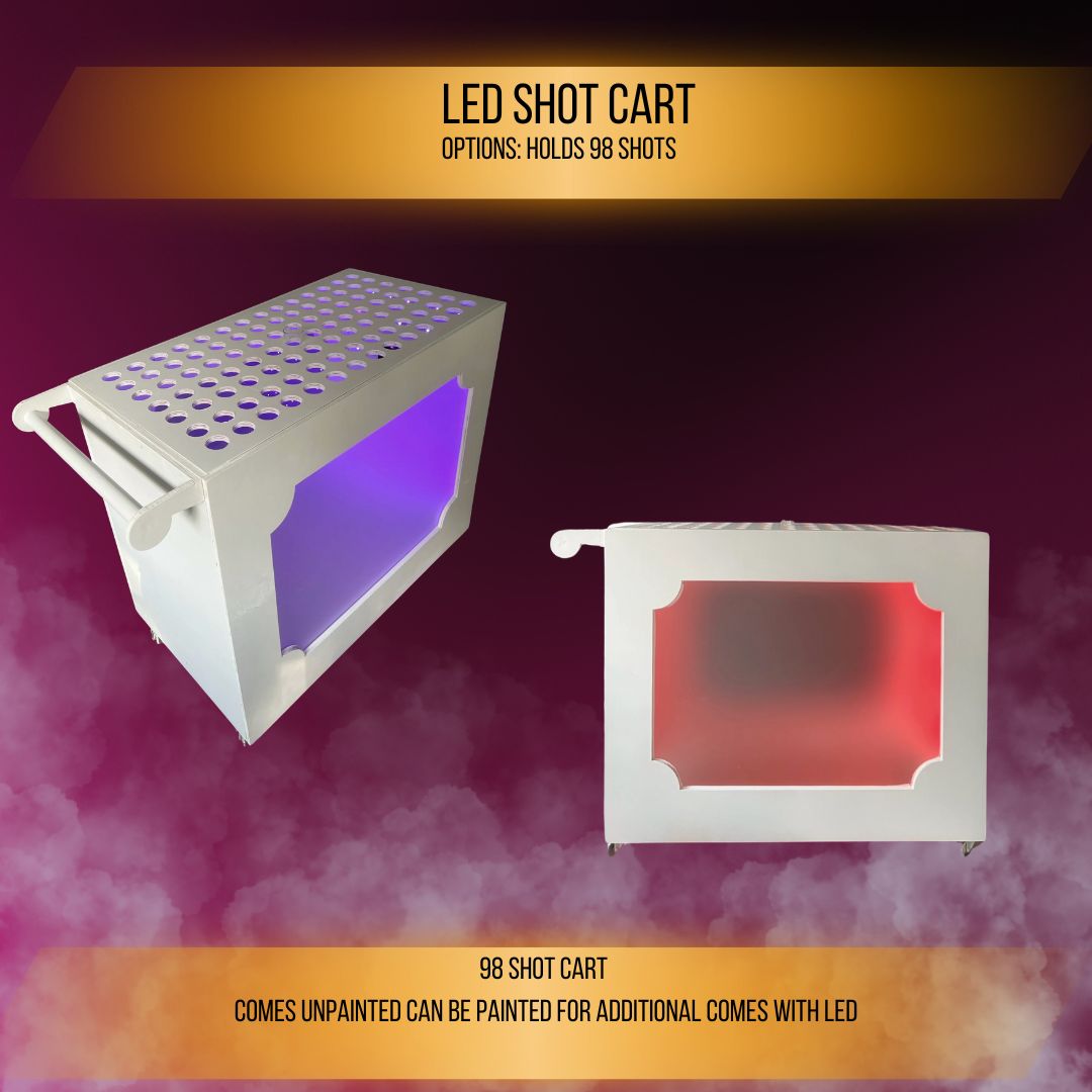 Led super shot cart, great for partys events. Great rental equipment and Event Rentals.