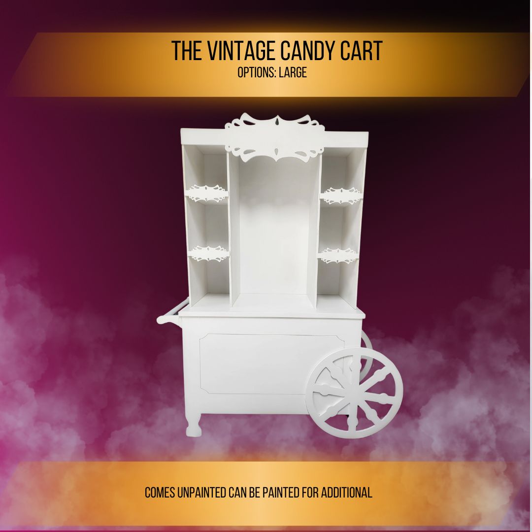 Vintage Look Candy Cart Treat and Snack cart Large.  Back Drops and Wedding Decor Party Props.