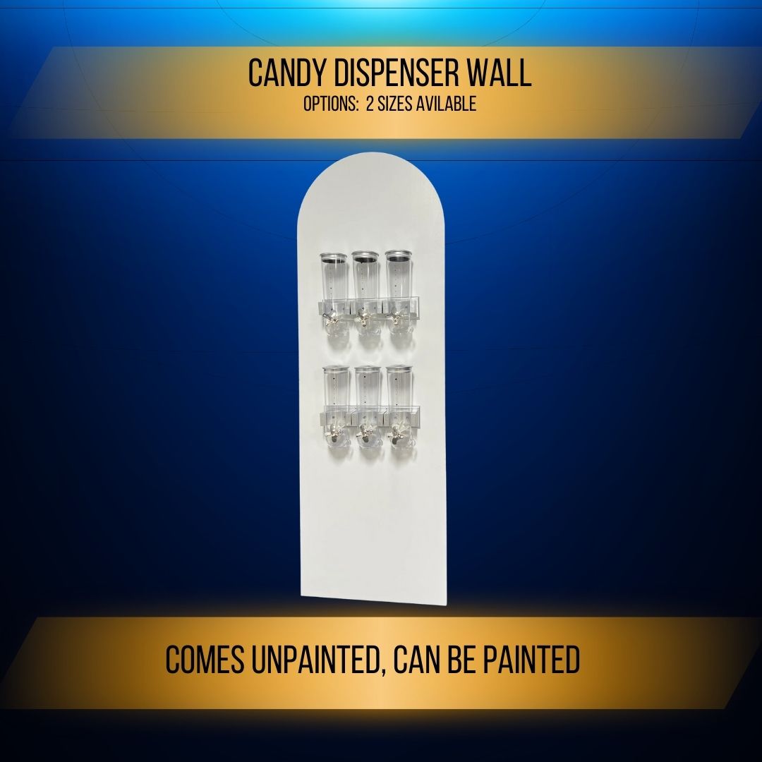 Candy Dispenser wall party prop and backdrop party equipment for rental companies and equipment company. 