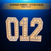 Thumbnail for Marquee 3D Numbers and Letters.  Multiple Sizes Light Up Bulb Great for Party Rental Companies.