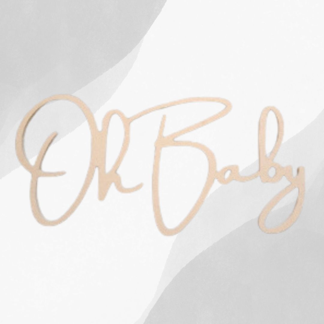 Oh Baby 22 inch long party decor backdrop or wall sign for events and partys like baby showers.